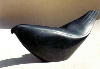 Bird form in Black. h. Steatite h. 14cm. Private Collection