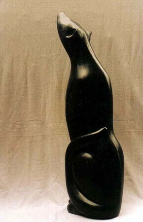 Cat watching Bird. Steatite h. 66cm Private Collection