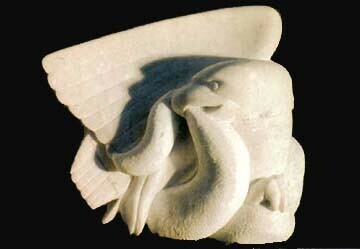 Eagle Fighting with a Snake. Arctic Marble h. 35cm 1987. Private Collection