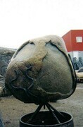 Embryonic Form Granite, Steel.   Iqaluit Sculpture Park Nunavut