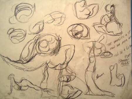 Figure studies. Charcoal on paper. 22"x 30"