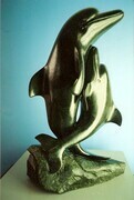Dolphins. Serpentine. h.50cm.  2000. Private collection.