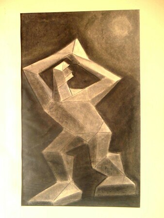 Study for Sculpture. Charcoal on paper. 22" x30". 1978.