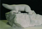 Polar Bear on n Iceberg.  Anhydrite Alabaster  h. 30cm.  Private Collection