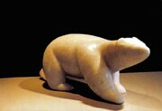 Polar Bear Wandering. Anhydrite Alabaster. h. 22cm.  Private Collection