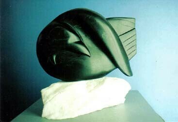 Raven on the Ice. Steatite, Alabaster. H. 23cm.  Private Collection